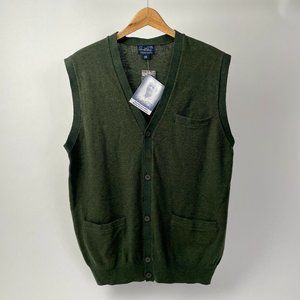Arnold Palmer Washable Wool Blend Button Up Vest, Forest Green, Size M